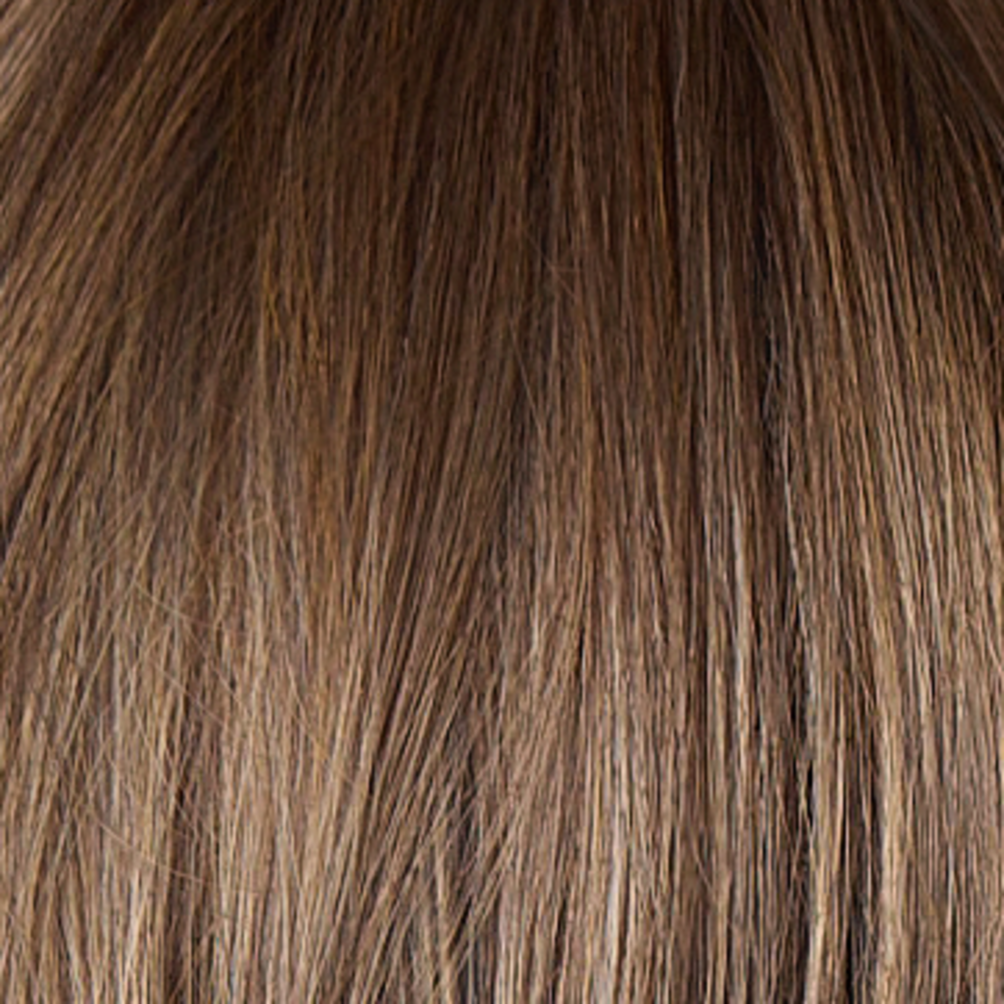 A chic blend of dark brown, medium brown, and ash blond highlights. Deep brown root for a modern, on-trend look.                     