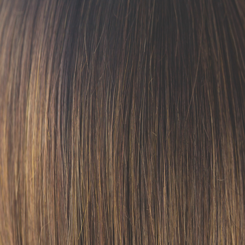 Marble Brown-R  -  The perfect mixture of a warm dark brown and medium golden blond. Warm, dark brown roots added for a natural shadowed effect create a warm, but defining look.