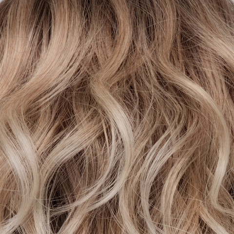Melted Sand  -  Rich, warm brown root melts into the neutral blond tone. Light-beige blond ends complete this stunning color.   
