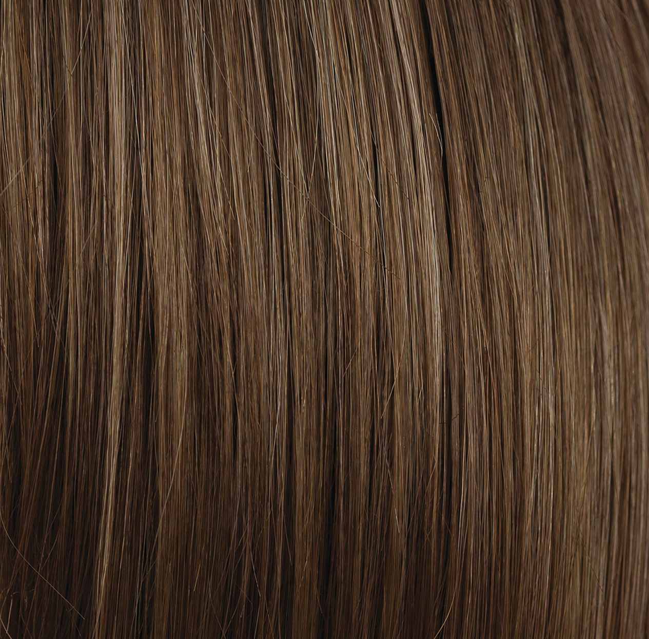 Pecan-R - Our Pecan color is delightful mixture of warm medium brown and ashy medium brown. With both tones of brown, it's an excellent color choice for any length and style. 