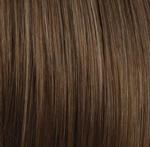 Pecan-R - Our Pecan color is delightful mixture of warm medium brown and ashy medium brown. With both tones of brown, it's an excellent color choice for any length and style. 