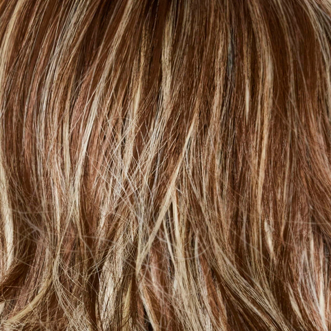 Snowy Umber-R  -  A medium ginger brown base with white blond highlights.