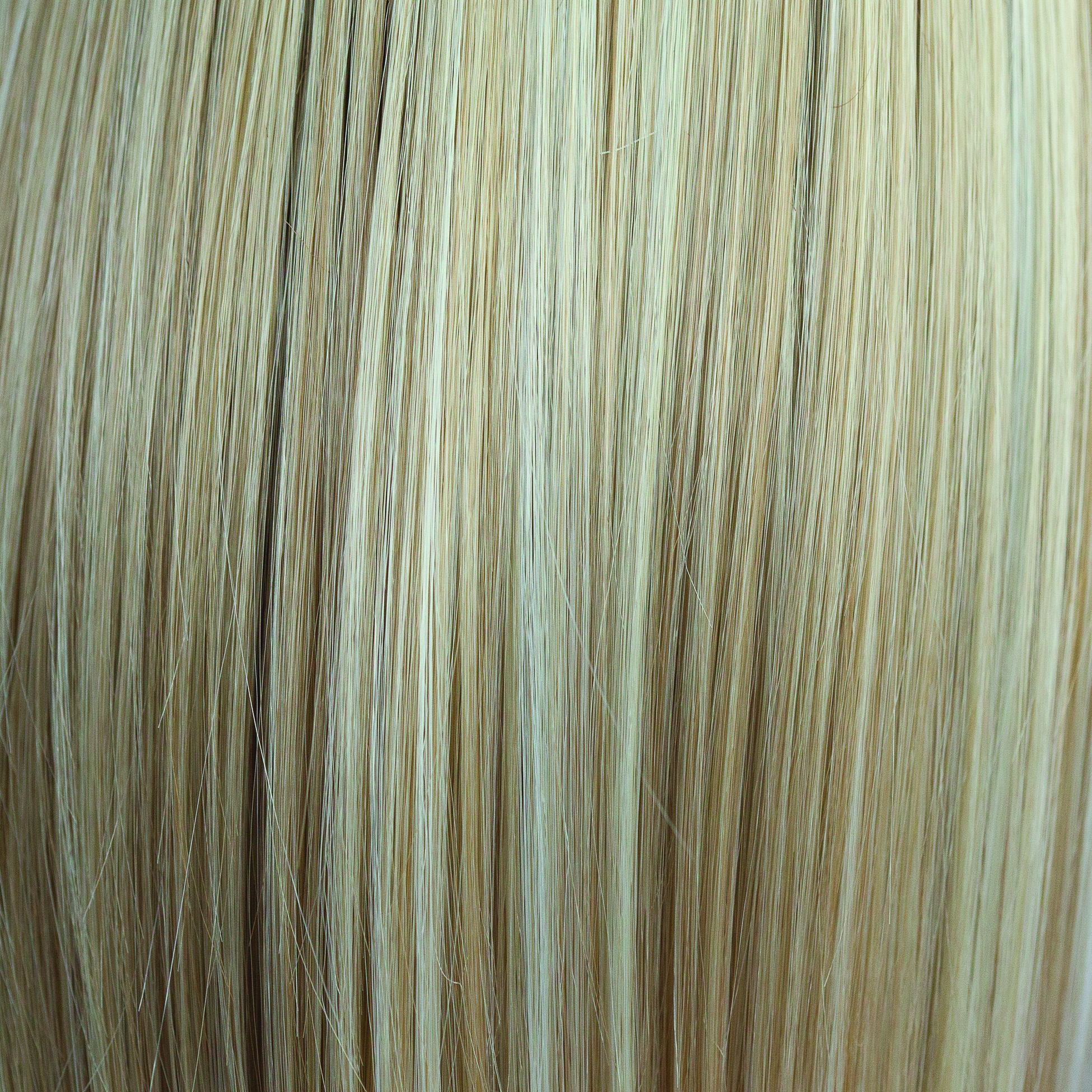 Sugar Cookie  -  This is a creamy blond color with thick ribbon weaves of toasted biscuit, honey blonds and porcelain whites all running through. 